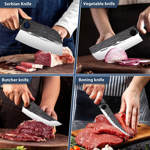 TIVOLI Serbian chef's knife with wood handle, ergonomic grip for comfortable slicing.