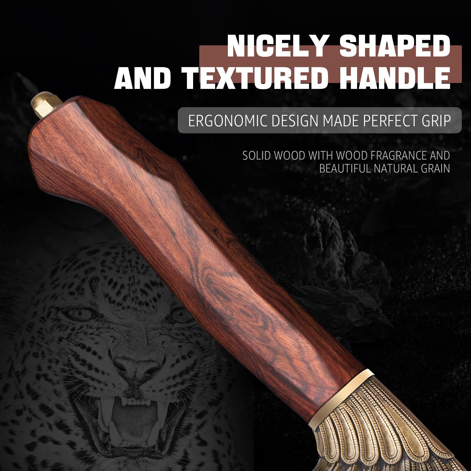 TIVOLI Ulu knife full length with handle shown for one- or two-handed use.
