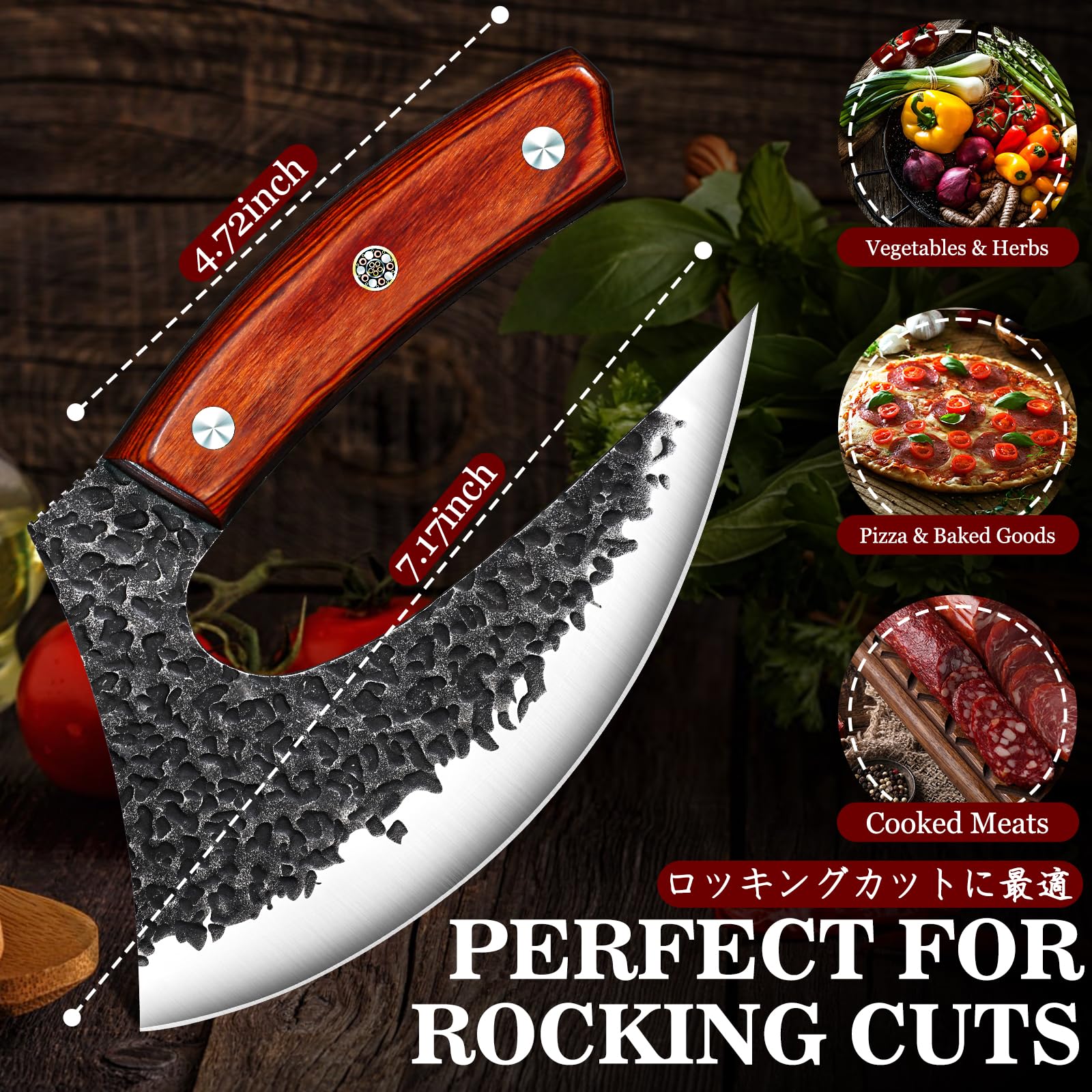 TIVOLI Ulu knife kitchen and outdoor-ready for versatile cutting