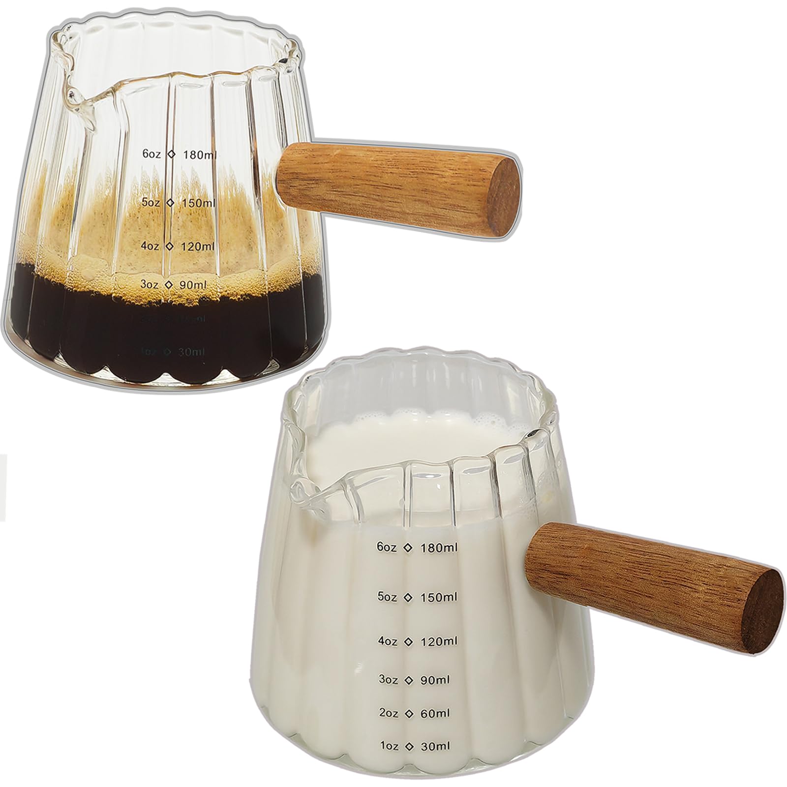 TIWPAJS espresso cups with wood handles, 6oz, comfortable grip for smooth pours.