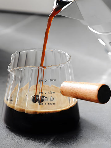 TIWPAJS ribbed milk frothing pitcher provides grip and elegant texture for foaming.