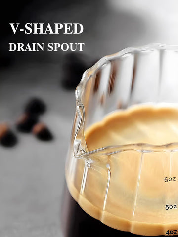 TIWPAJS V-shaped mouth espresso pour aids clean, controlled transfer.