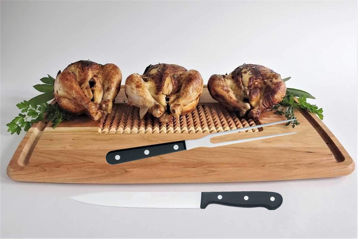 TIYOORTA carving set stored neatly for home kitchen organization.