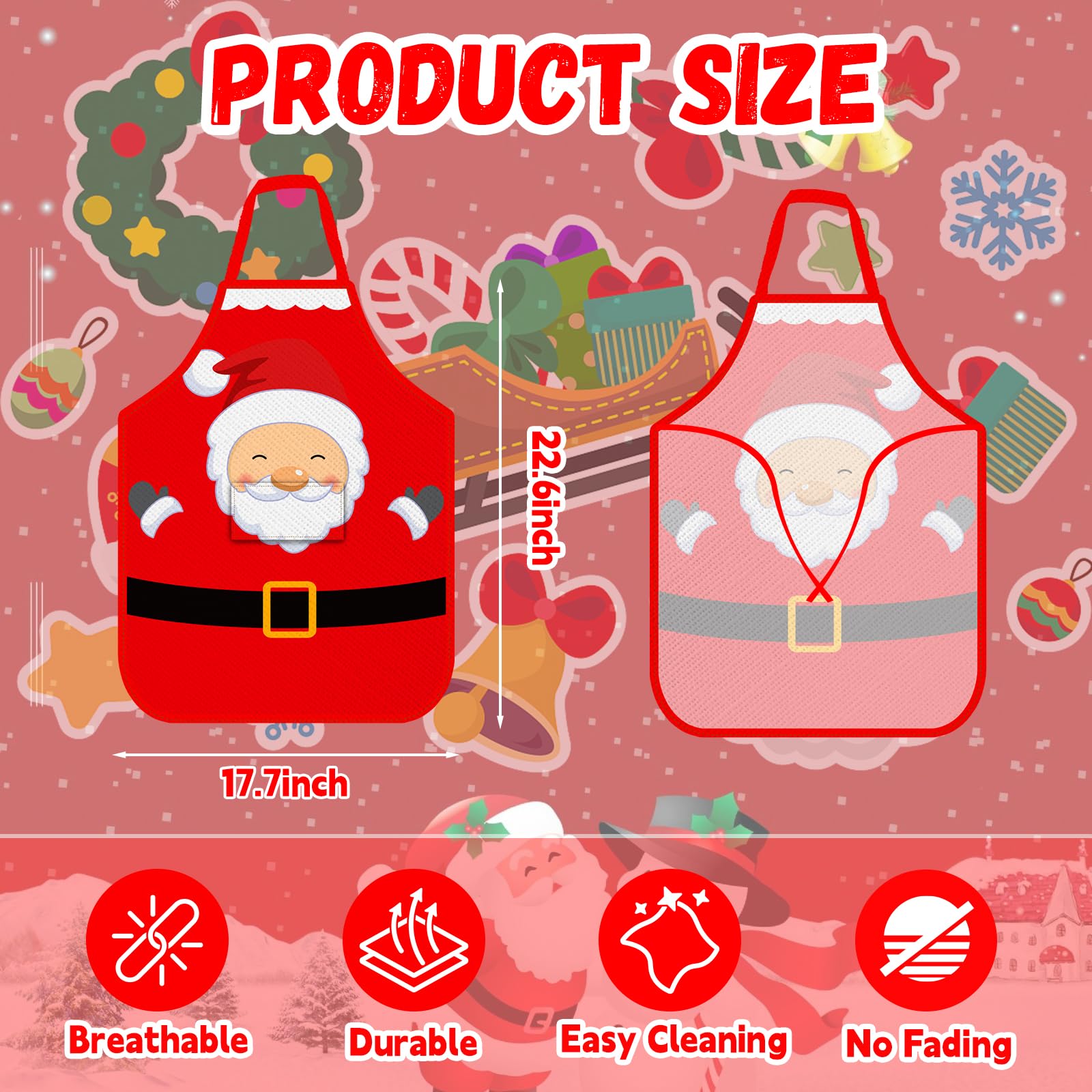 Tkifoda Christmas apron featuring Santa design for kids' party cosplay and cooking.
