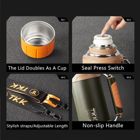 TKK double-wall vacuum insulation minimizes temperature change for long outings.