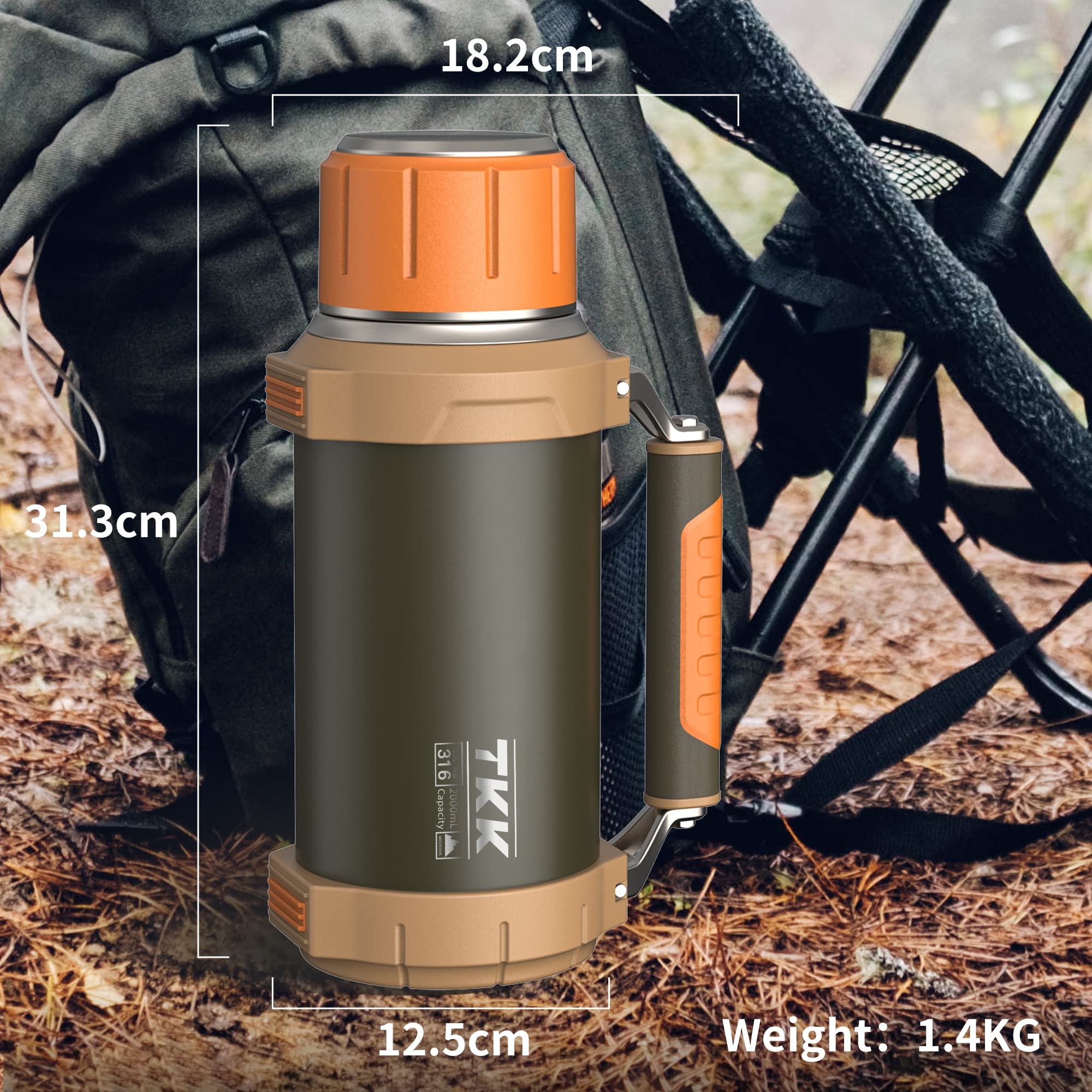 TKK outdoor camping bottle ready for truck trips and rugged adventures.