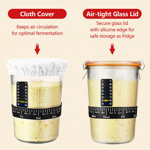 TKVAZK silicone spatula enables gentle mixing and precise starter handling.
