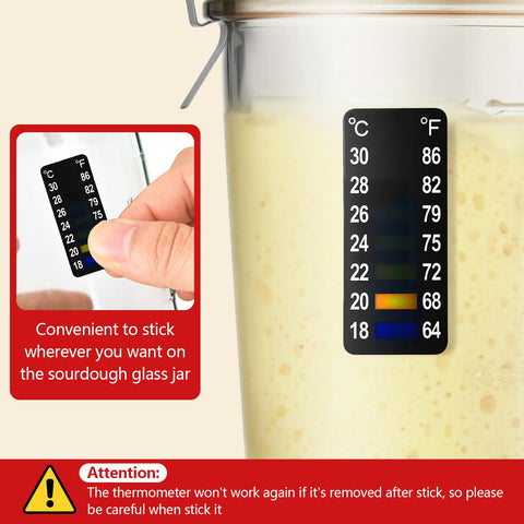 TKVAZK thermometer helps monitor temperature for consistent sourdough fermentation.