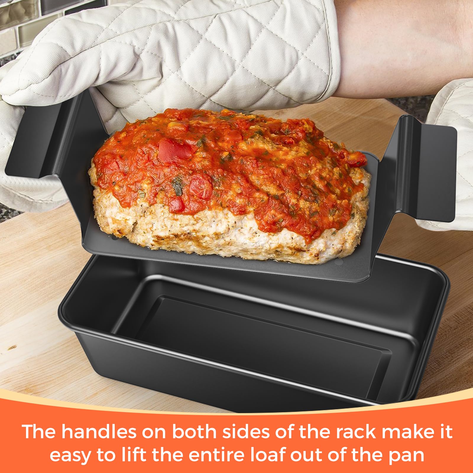TLAZZ 9.4x5.5 inch loaf pan supports breads and meatloaf.