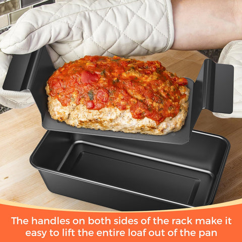 TLAZZ 9.4x5.5 inch loaf pan supports breads and meatloaf.