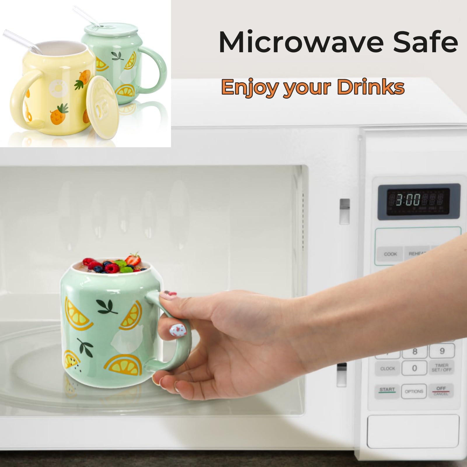 Tlence glass straw and mug combo suited for beverages