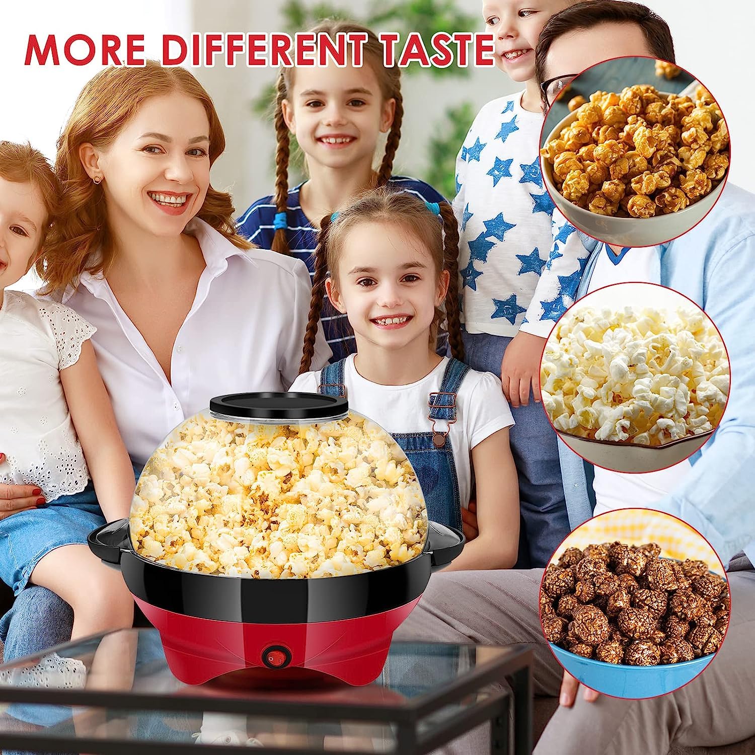 TLGREEN popcorn bowls ready to serve after popping for movie nights.