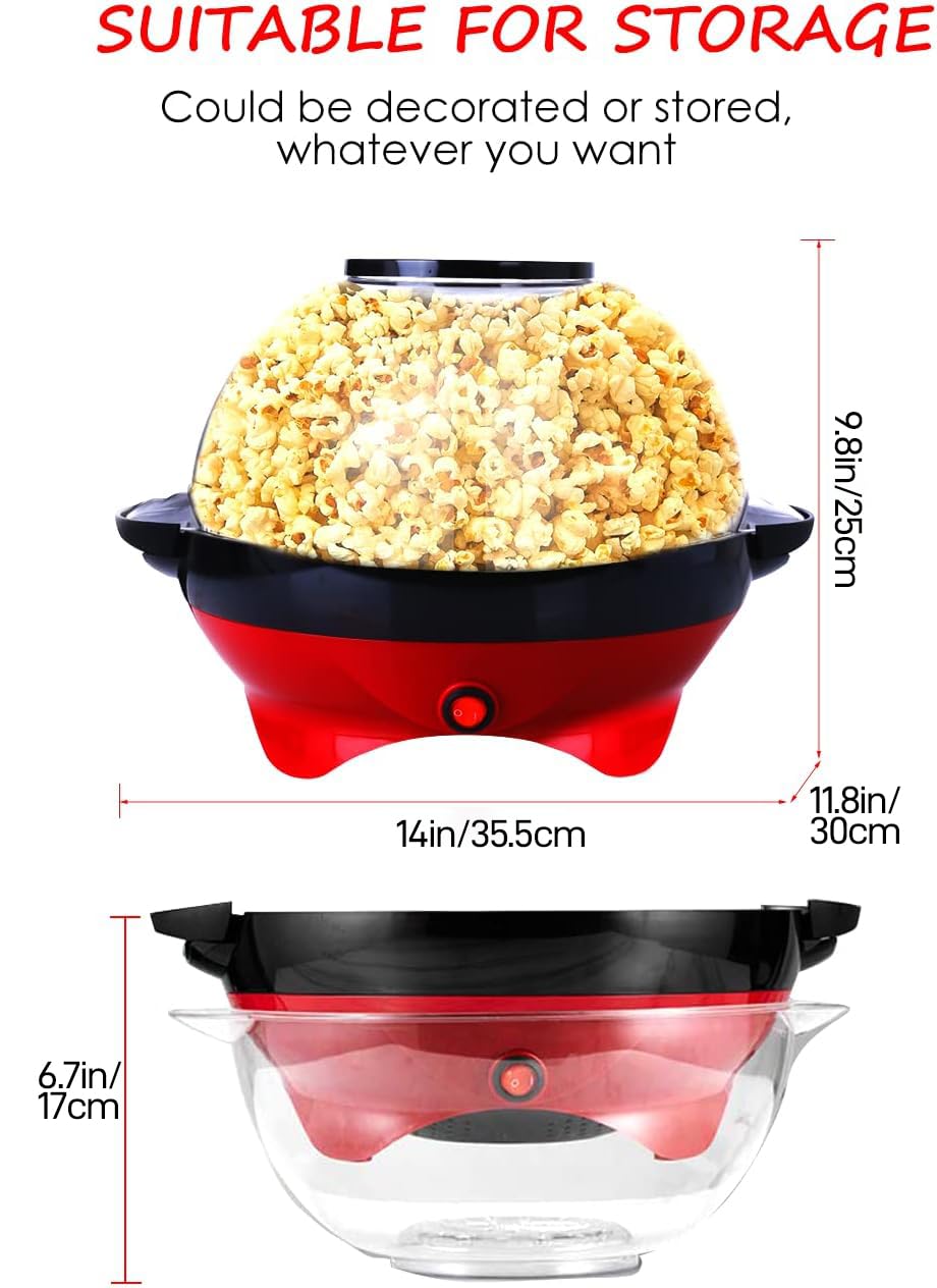 TLGREEN popcorn machine with stirring rod inside for even popping.