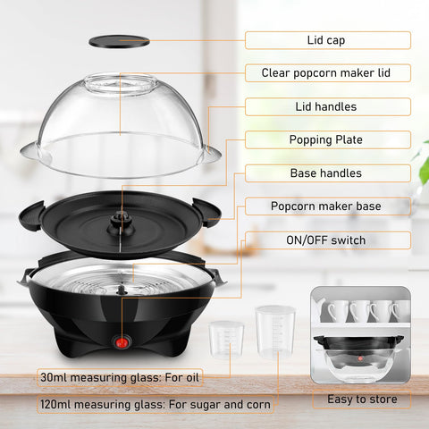 TLGREEN transparent lid with steam vents keeps popcorn crisp