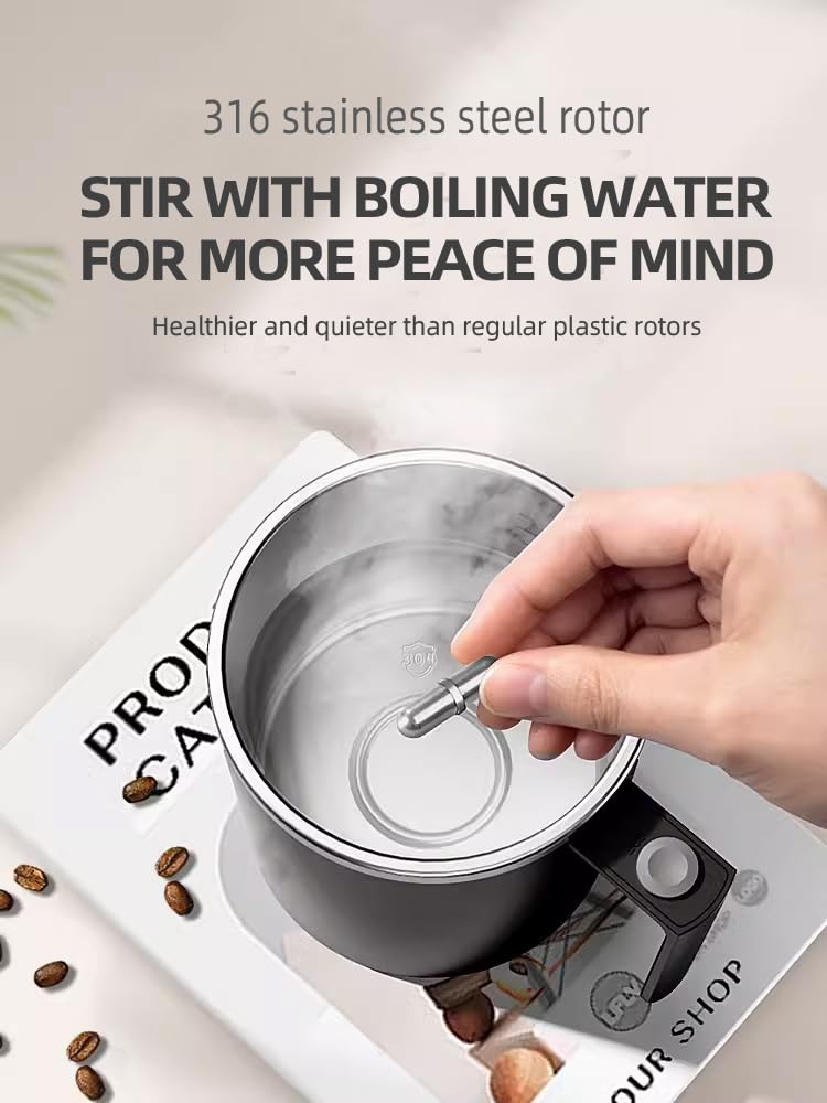 TLINNA self-stirring mug button-stir demonstrates one-touch beverage mixing