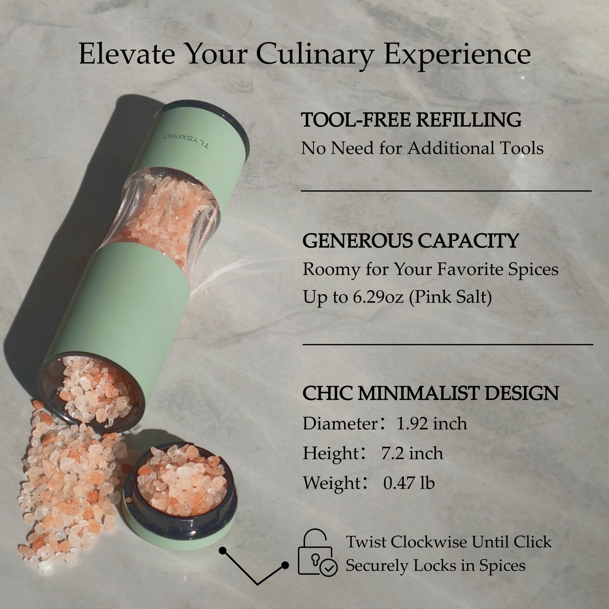 TLYSXPRO dust-proof bottom cap prevents spills on the counter.