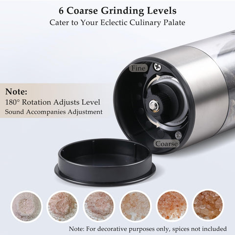 TLYSXPRO salt and pepper grinder with 46 g capacity and refillable design.