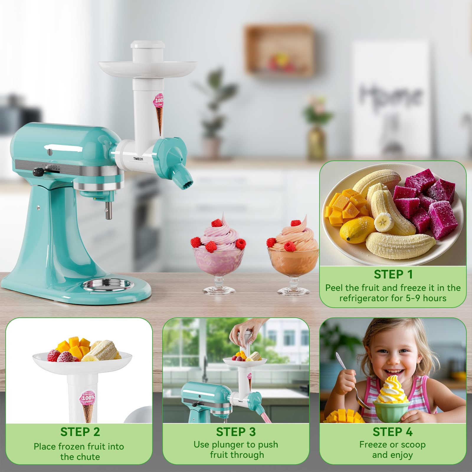 Tmbeg dishwasher-safe design simplifies cleanup after fruit desserts.