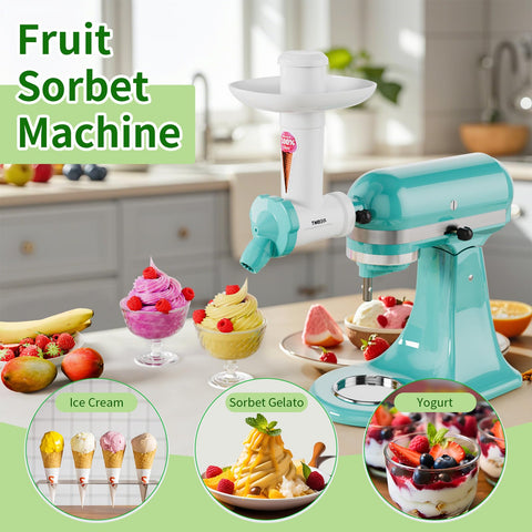 Tmbeg attachment demonstrates KitchenAid stand mixer compatibility for versatile dairy-free treats.