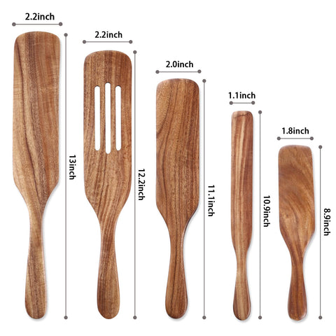 Tmkit natural teak kitchen utensils showcase warm grain and durability