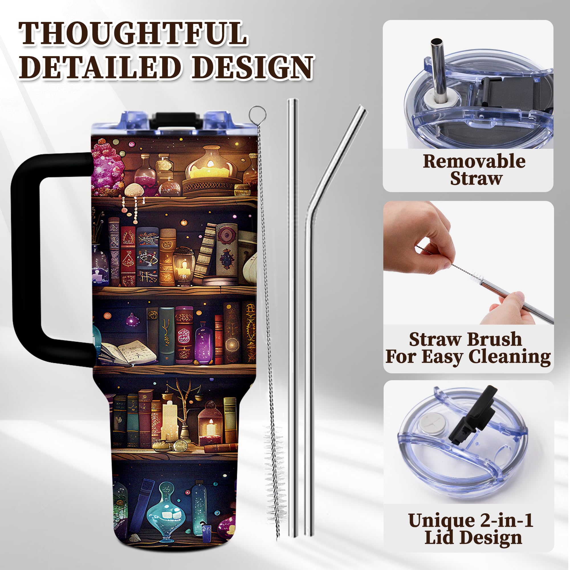 TNASURHUS 40oz stainless steel travel mug for long reading sessions