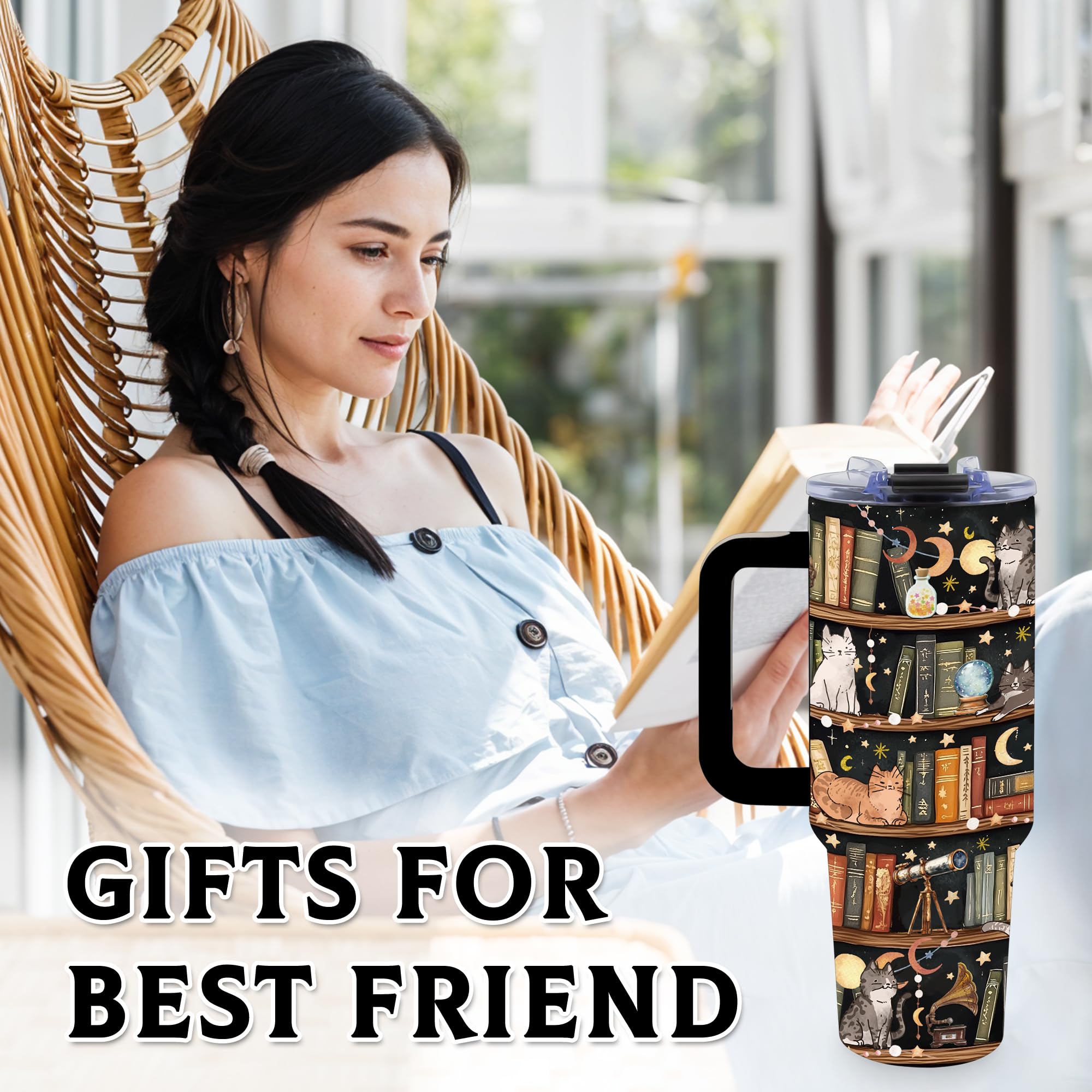 TNASURHUS Charming Bookish Design Tumbler blends style with practicality