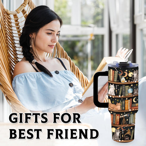 TNASURHUS Charming Bookish Design Tumbler blends style with practicality