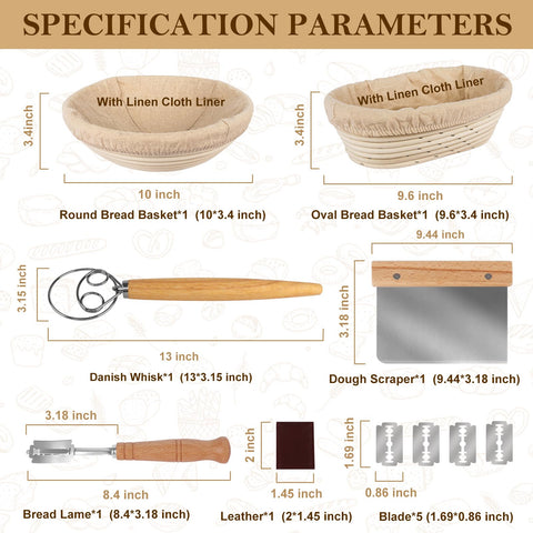 TNELTUEB oval 9.6-inch banneton offers spacious rise and a smooth surface.