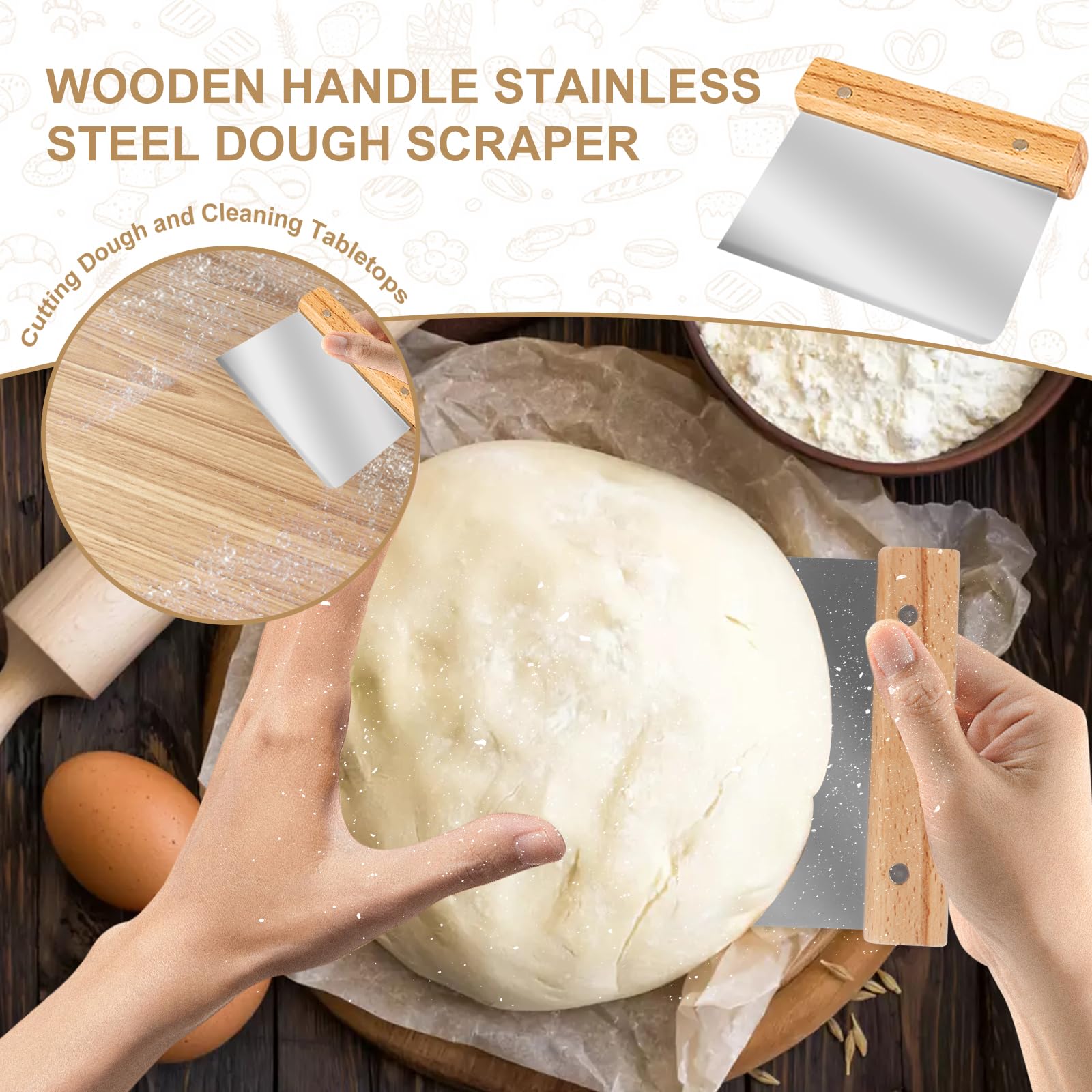 TNELTUEB double-eye dough whisk for thorough flour mixing.