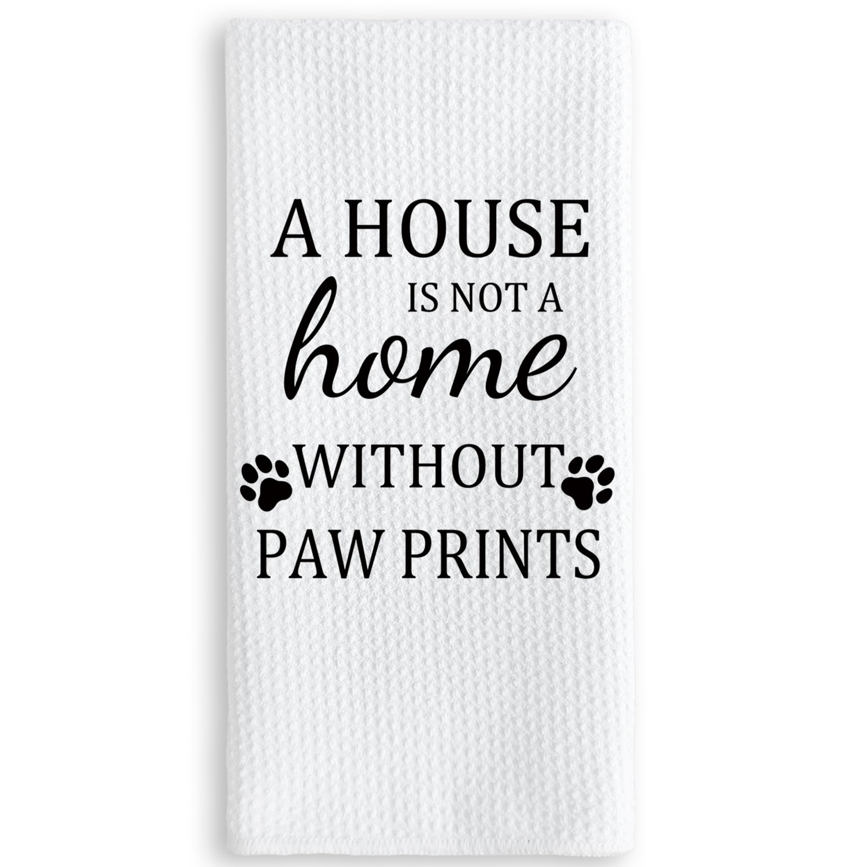 TNUW dog-themed kitchen towel 16x24 on oven handle for quick drying.