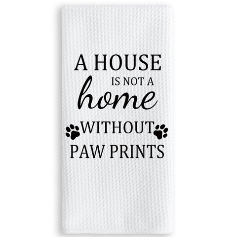 TNUW dog-themed kitchen towel 16x24 on oven handle for quick drying.