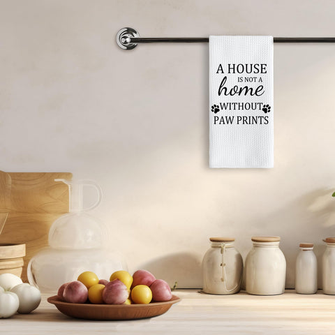 TNUW dog mom gift towel adds charm to modern kitchen decor.