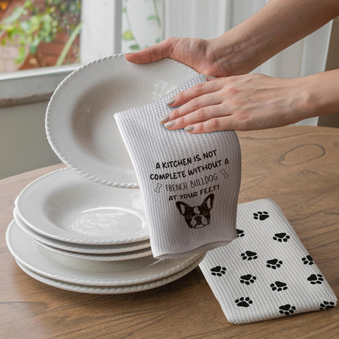 TNUW French Bulldog paw design towel adds whimsy to home decor