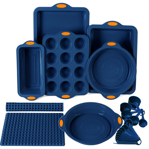 To encounter 8-in-1 silicone bake set loaf pan for even browning and easy release.
