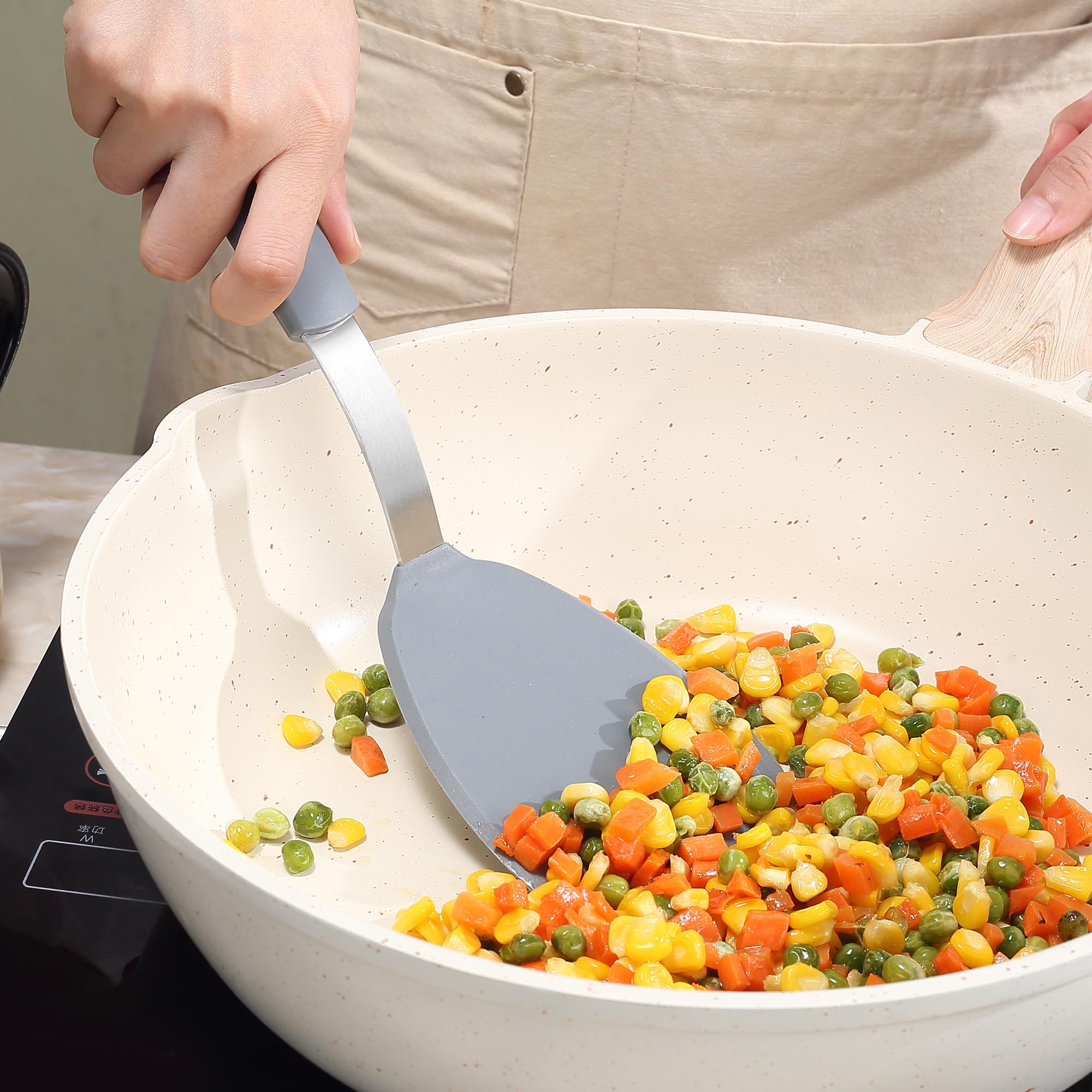 To encounter dishwasher-safe silicone spatulas for quick, easy cleaning after cooking.