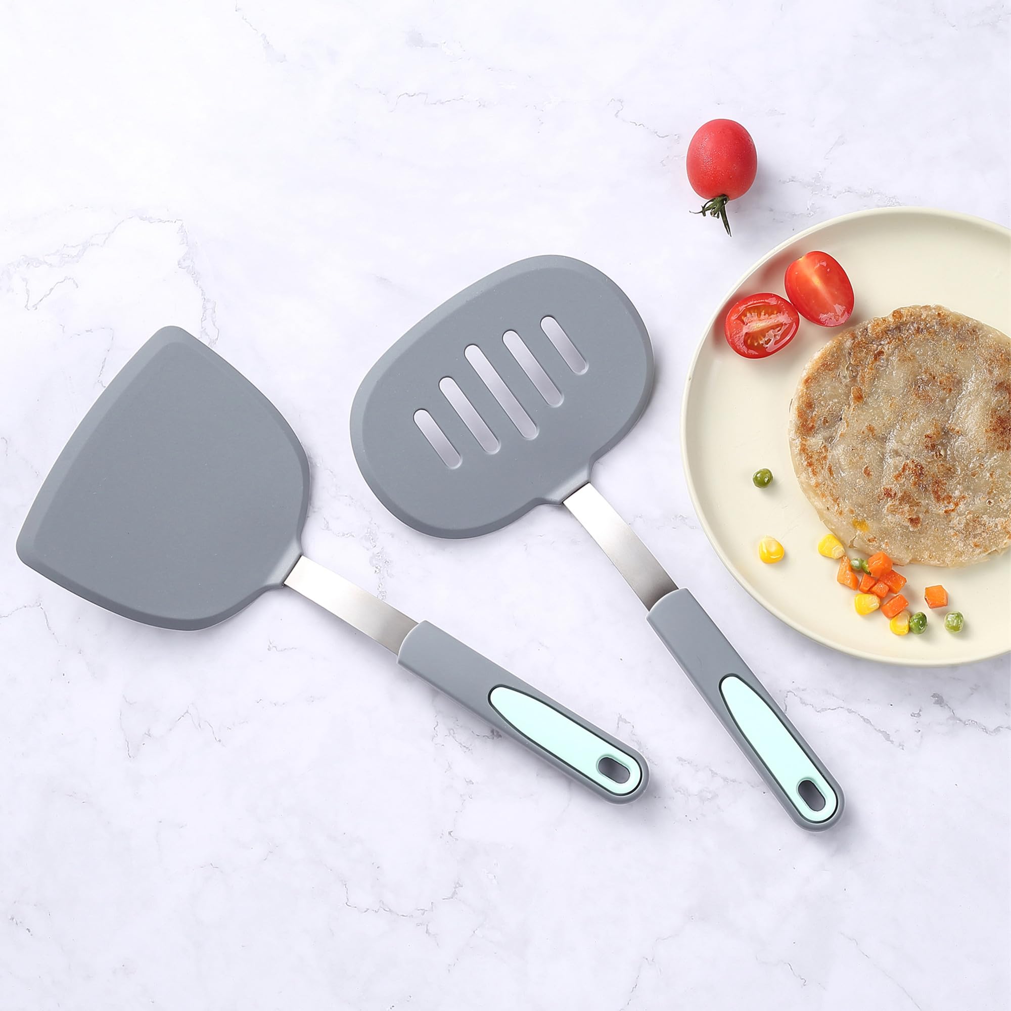To Encounter easy-flip spatula promotes quick, even browning