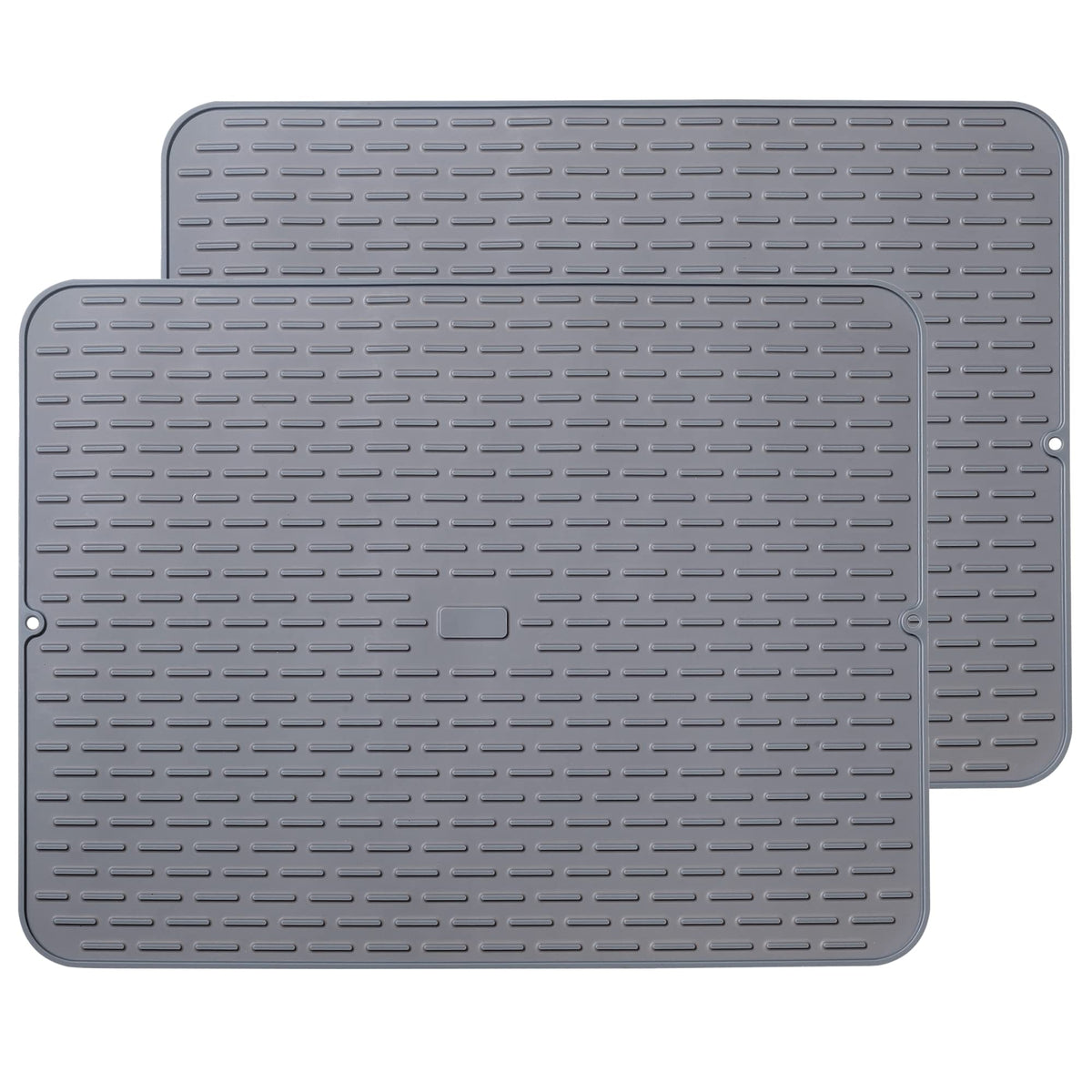 To encounter extral large silicone dish drying mat on countertop with raised ridges for fast air drying