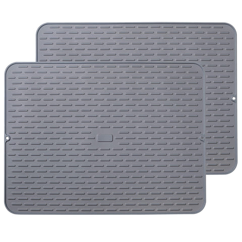 To encounter extral large silicone dish drying mat on countertop with raised ridges for fast air drying