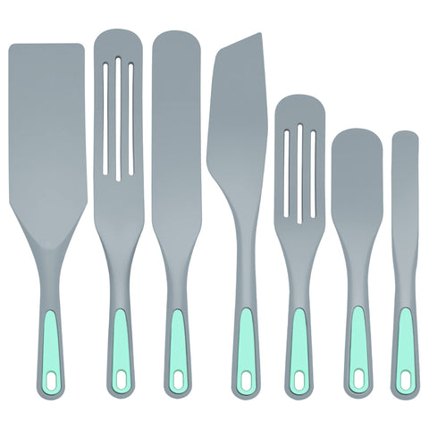 To encounter silicone spurtles set, seven-piece collection for versatile stirring.