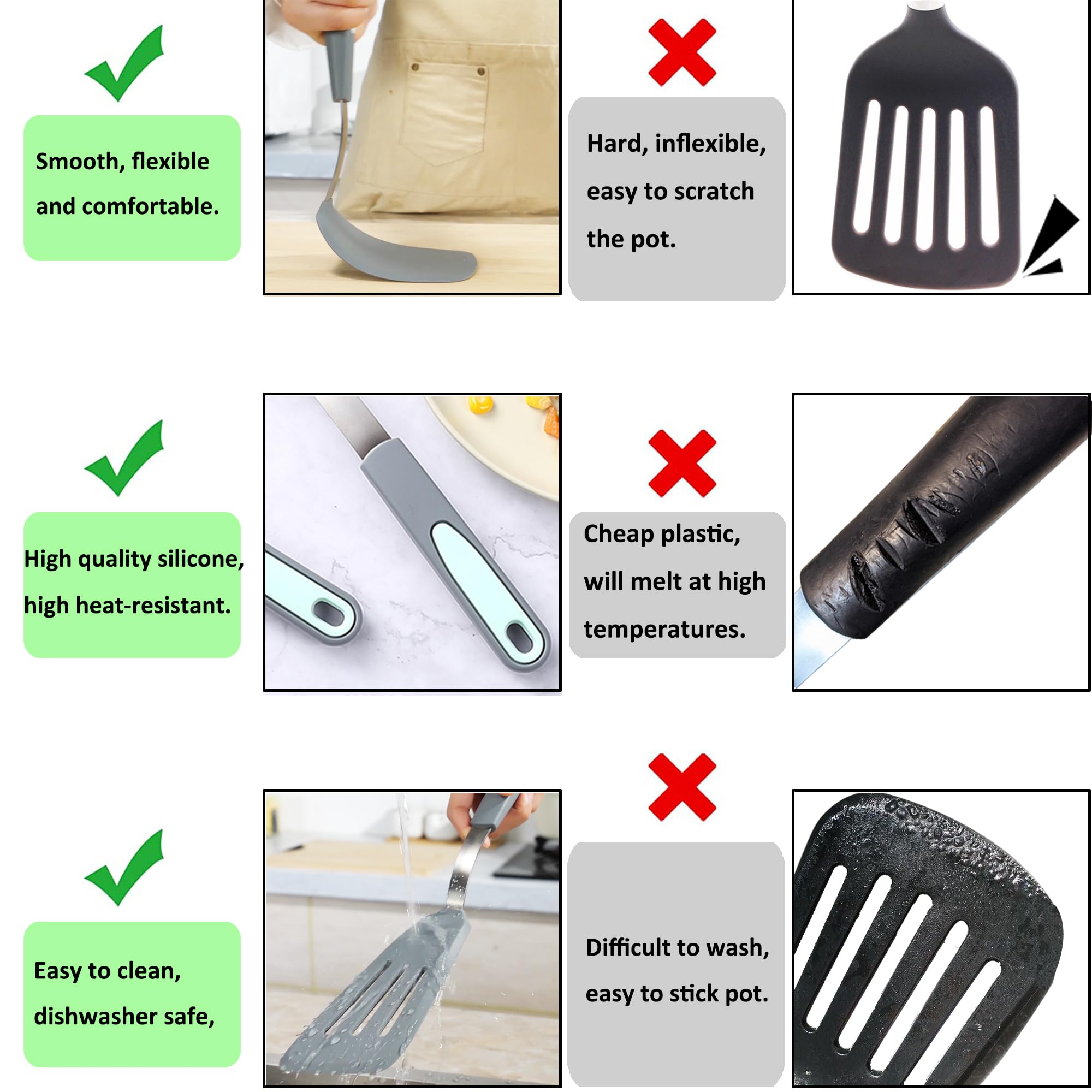 To Encounter slotted silicone spatula with drainage for cooked foods