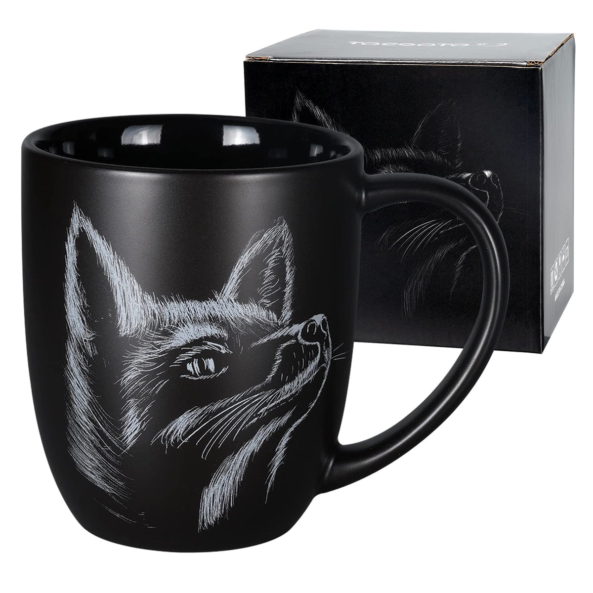 ToCooTo fox mug design close-up showcasing the playful fox motif for tea or coffee.