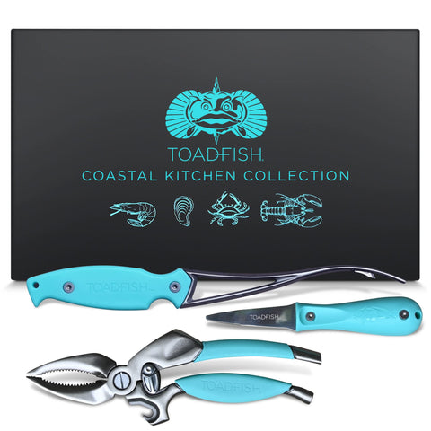 Toadfish Shrimp Deveiner in action peels and deveins shrimp in one smooth motion.