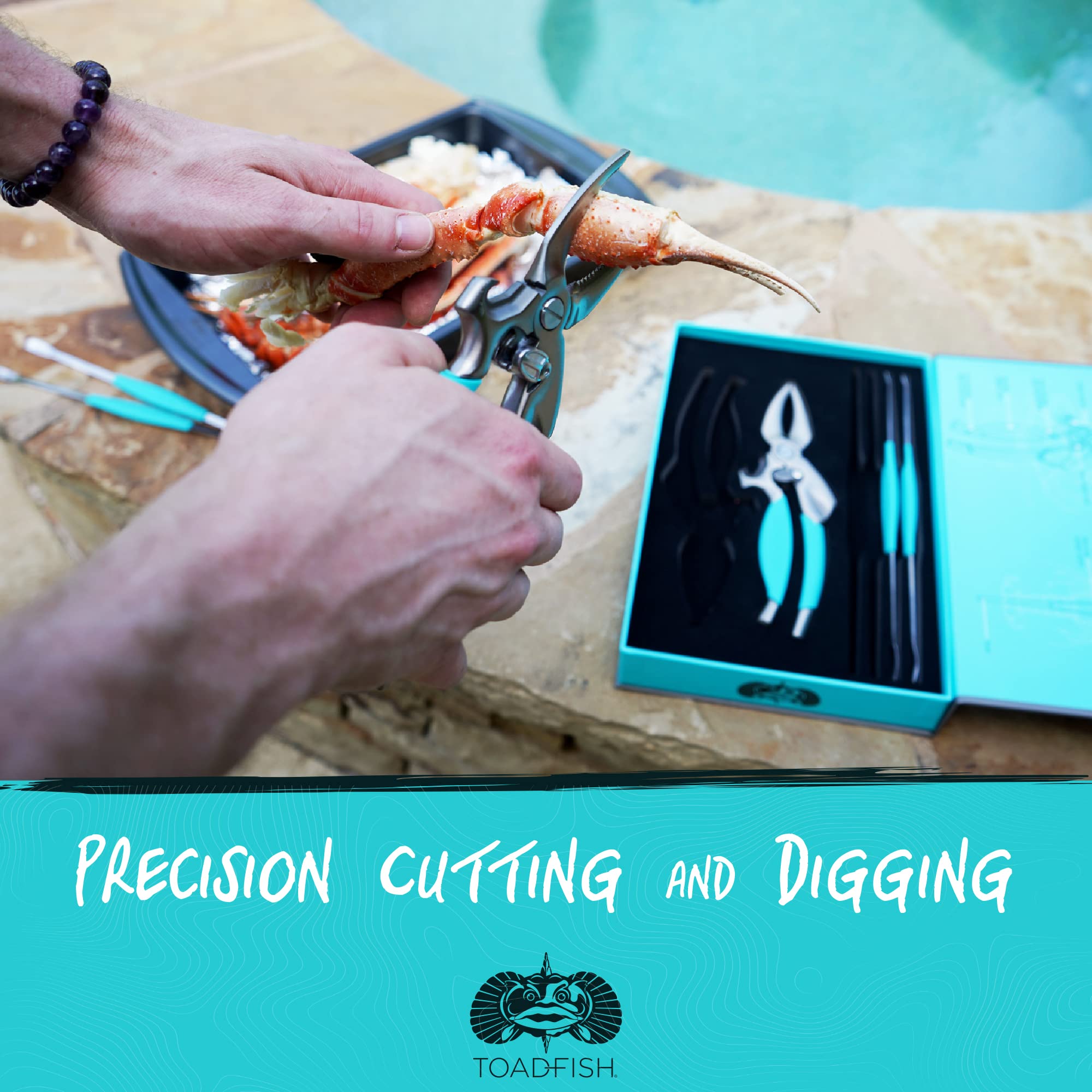 Stainless steel seafood tools designed for durability.