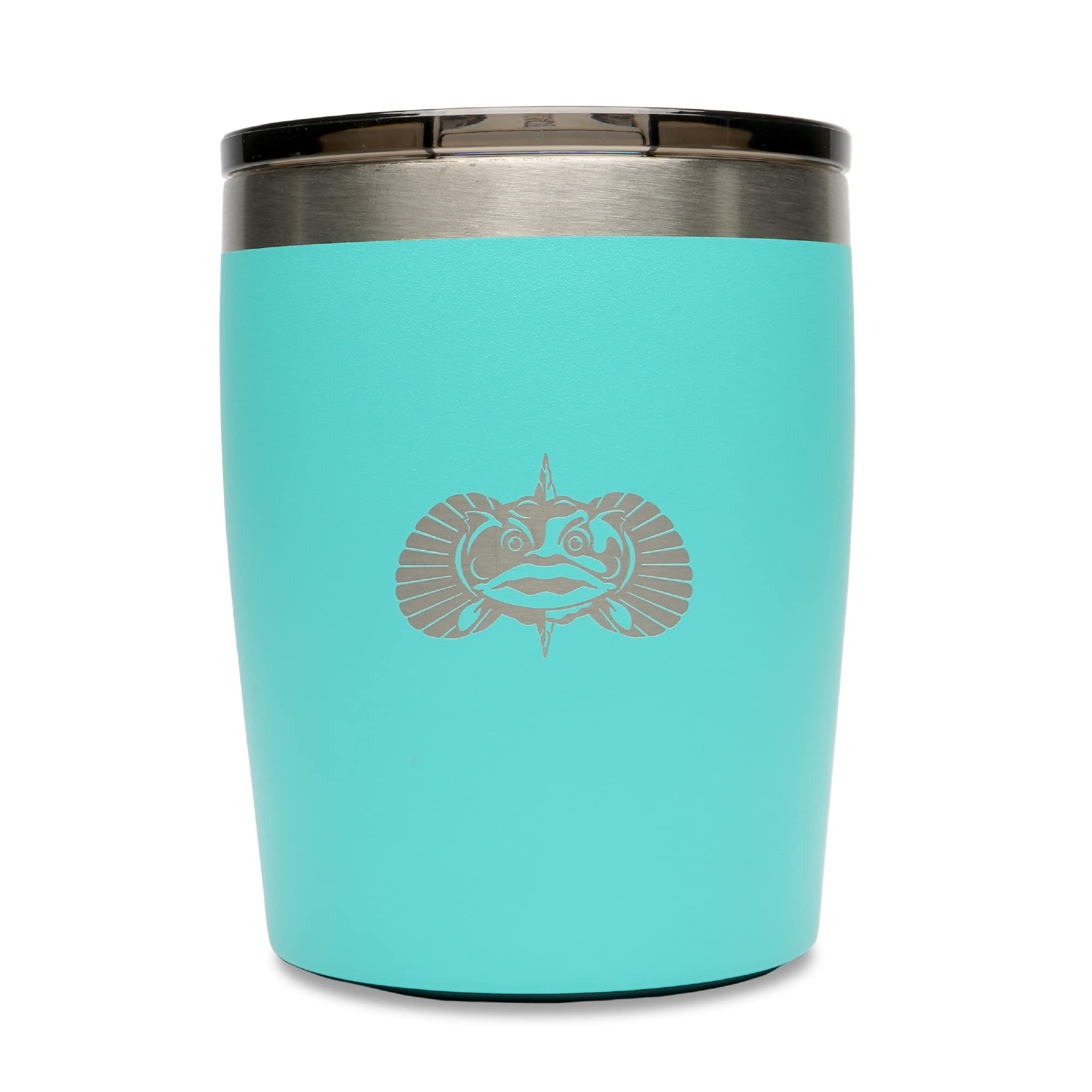 Toadfish Rocks Tumbler Teal on dock keeps drinks cold and spill-free.