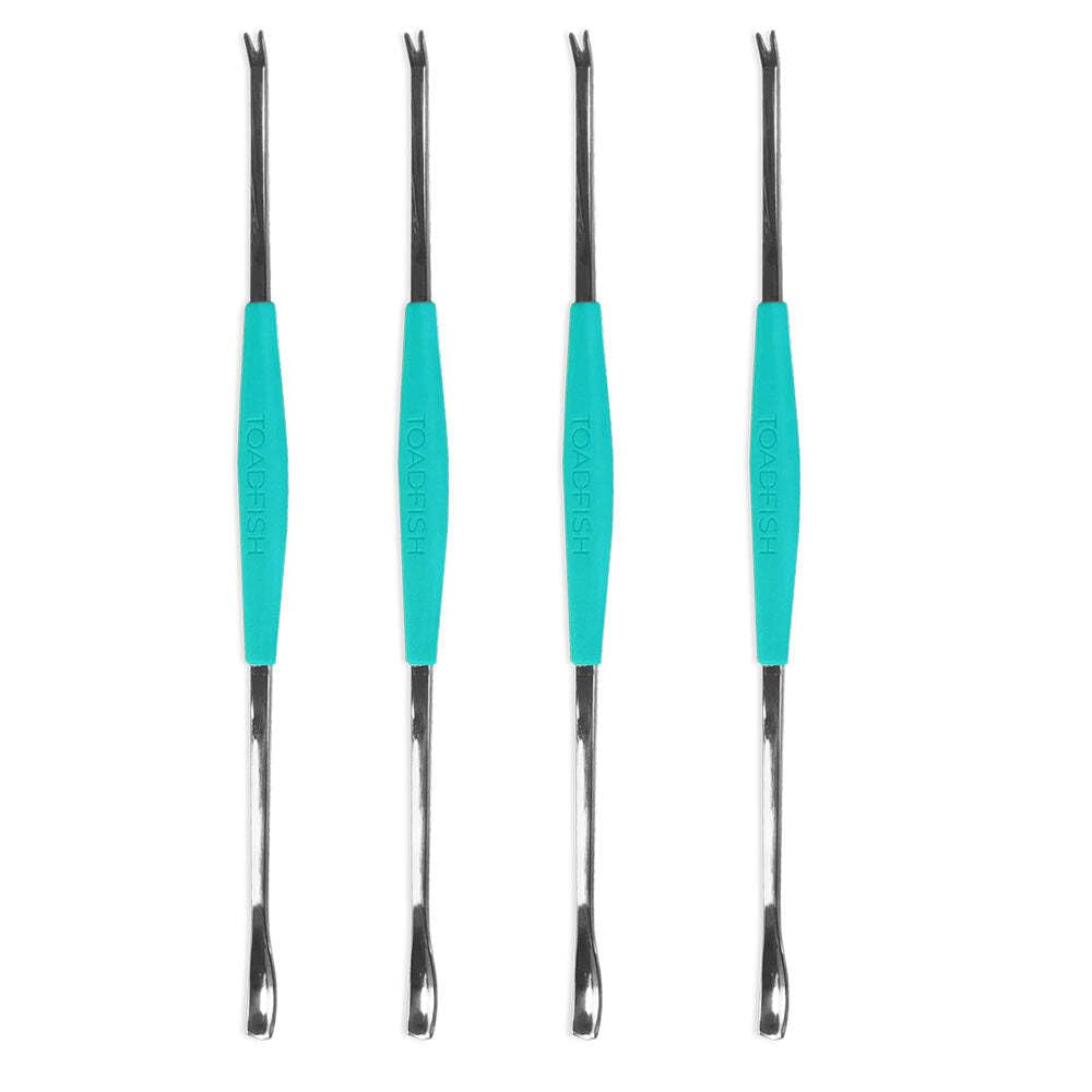 Toadfish stainless steel seafood fork with scoop and fork, ideal for easy shellfish extraction.