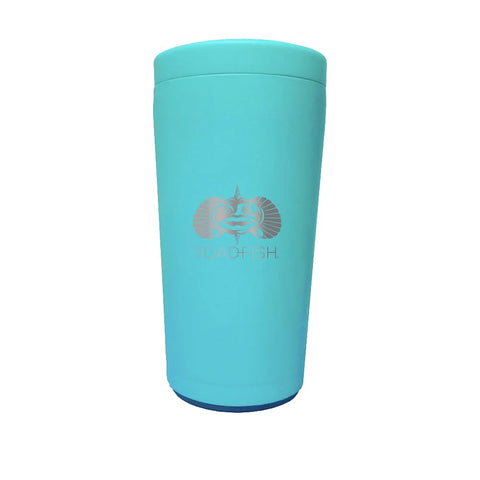 Toadfish Universal Can Cooler 2.0 in teal keeps drinks cold and stable on smooth surfaces