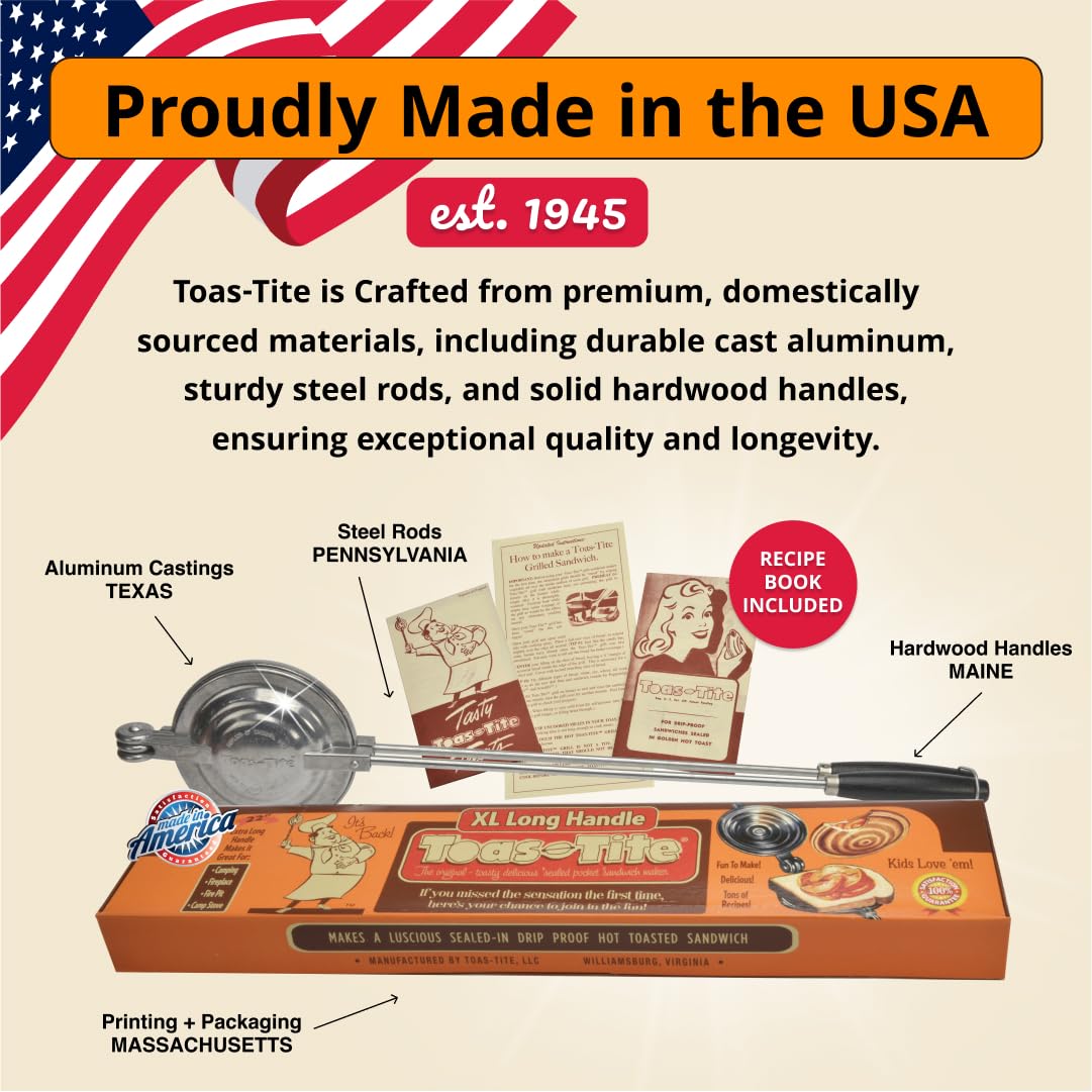 Toas-Tite XL camping-use setup on a camp stove for outdoor meals.