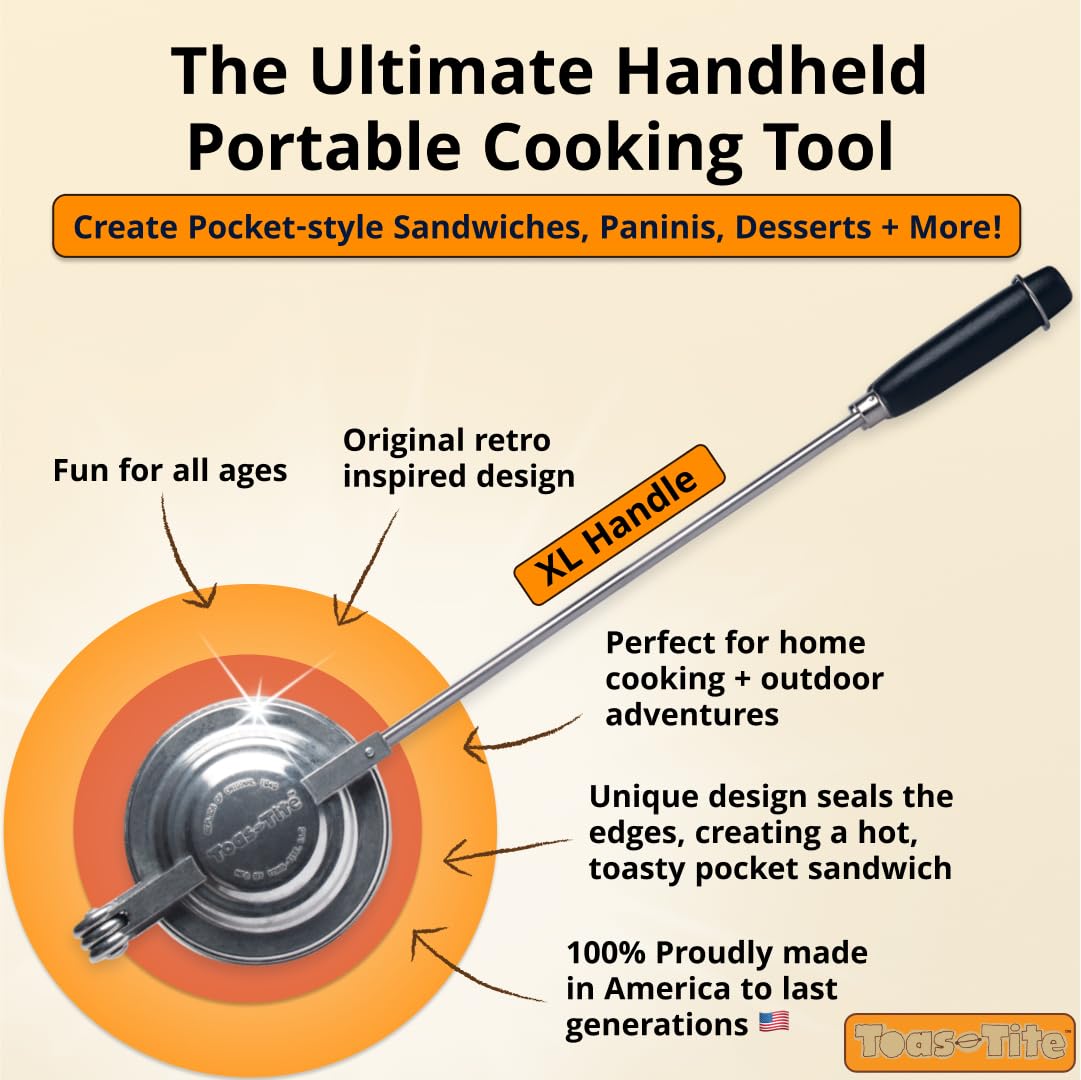 Toas-Tite XL handheld-press in use, perfect for on-the-go sandwiches with even heating.