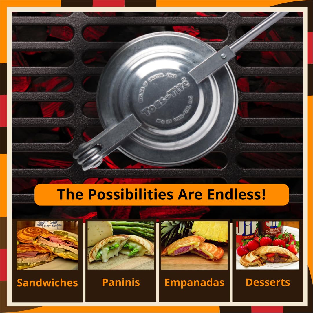 Toas-Tite XL stovetop cooking versatility on gas or electric burners for paninis.