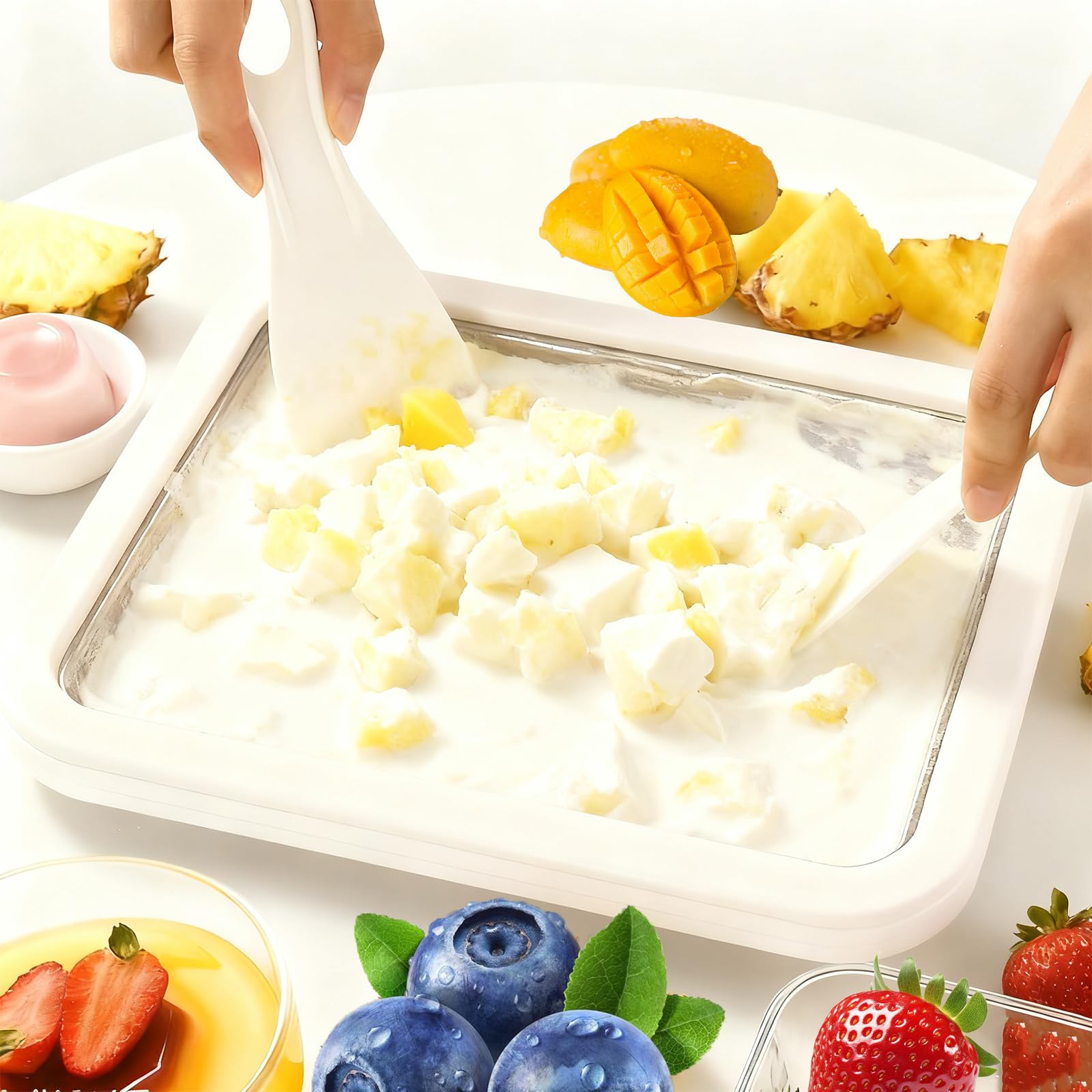Tobeno1 family-activity-dessert setup enables playful dessert making.
